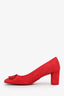 Stuart Weitzman Red Suede Square Toe Heels Size 5.5