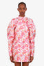 Rotate Birger Christensen Pink/White Floral Puff-Sleeve Dress Size 38