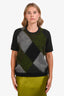 N.21 Grey/Green Argyle Printed Virgin Wool Sweater With Sheer Silk Back Size 44