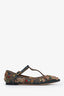 Dolce & Gabbana Black Leather Gold Embroidery Jewel Embellishments Flats Size 37