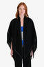 Hermès Black Cashmere Leather Fringe Triangle Scarf