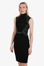 Versace Black Leather/Studs Harness Belt Sleeveless Midi Dress Size 42