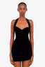 Norma Kamali Black Velvet Cayla Halter Top Mini Dress