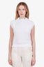 Brunello Cucinelli White Cotton Beaded Sleeveless Hooded Sweater Estimated Size S