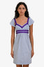 Red Valentino Blue/Purple Ruffle Cap-Sleeve Midi Dress Size 4
