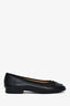 Pre-loved Chanel™ Black Leather Cap Toe CC Ballet Flats Size 35