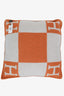 Hermès Grey/Orange Wool Cashmere Avalon Small Pillow 50cm