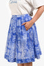 Christian Dior Blue/White Cotton Toile de Jouy Midi Skirt Size 14