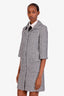 Pre-loved Chanel™ 2016 Black/White Wool Striped CC Buttons Coat Size 34