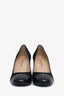 Pre-loved Chanel™ Black Grosgrain Fabric Patent Leather CC Cap Toe Pumps Size 38.5