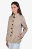 Burberry Beige London Quilted Nylon Button Down Jacket Size 8