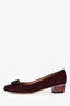 Salvatore Ferragamo Burgundy Suede Vara Box Heels Size 6