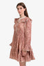 Zimmermann Pink/White Linen Paisley Button-Up LS Dress Size 3