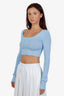 Frankies Bikinis Blue Cropped Sweater Size S