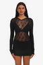Marine Serre Black Mesh Moon Stretch Long Sleeve Top Size M