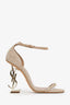 Saint Laurent Beige Suede 'Opyum' Strap Heels Size 36.5