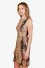 Oscar de la Renta Brown Patterned Silk Mini Dress Size 0