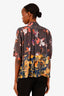Dries Van Noten Grey Floral Silk Button-Up Top Size 38