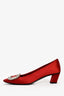 Red Stain Strass Buckle Kitten Heel Size 36.5