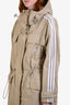 Stella McCartney x Adidas Tan Nylon Zippered Logo Long Rain Jacket Size 40