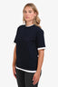 Prada Navy/White Cotton Embossed Logo T-Shirt Size S