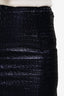 Tom Ford Metallic Dark Blue Crocodile Embossed Skirt Size 44