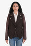 Givenchy Brown Wool Leather Sleeve Jacket Size 40