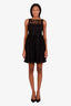 Prada Black Floral Lace Appliqué Midi Dress Size 40