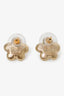 Pre-loved Chanel™ 2016 Gold Tone Faux Pearl CC Flower Stud Earring