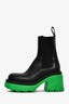 Bottega Veneta Black/Green Flash Chelsea Platform Boots Size 37.5