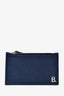 Balenciaga Navy Leather B Emblem Long Zipped Card Holder