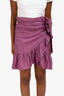 Isabel Marant Etoile Purple Linen Mini Ruffle Wrap Skirt Size 38
