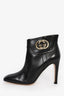Gucci Black Leather GG Square Toe Ankle Boots Size 41C