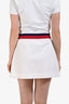 Gucci White Trim Detail Logo Embroidered Pleated Mini Skirt Size XS