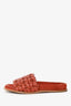 Chloe Orange Woven Leather Suede Lined Slides Size 36