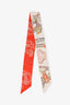 Hermès Orange/Beige Floral Print Twilly