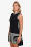 Thom Browne Navy/Grey Knit Sleeveless Midi Dress Size 42