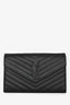 Saint Laurent So Black Chevron Leather Envelope Wallet On Chain