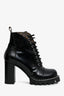 Louis Vuitton Black Patent Monogram Trim Star Trail Combat Boot Size 38