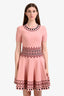 Alexander McQueen 2016 Pink Knit Short Sleeve A-Line Dress Size L