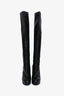 Pre-loved Chanel™ Black Leather Interlocking CC Over-the-Knee Block Heel Boots Size 38