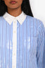 Veronica Beard Blue Striped Sequined Button Down Shirt Size 2