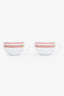 Hermès Orange/White Tressages Equestre Porcelain Cup and Saucer Set X2