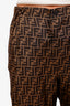 Fendi Black/Brown Silk Zucca Logo Pajama Pant Size 46
