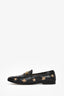 Gucci Black Leather Embroidered Bee Star Jordaan Horsebit Loafers Size 38