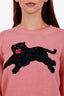 Gucci Pink Wool Beaded Tiger Sweater Size S