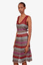 Missoni Red/Multicolour Metallic Stripe Sleeveless Mini Dress Size 42