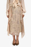 Dries Van Noten Beige Floral Silk Blend Layered Midi Skirt Size 40