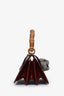 Gucci Red Leather 'Thiara' Bamboo Top Handle Bag With Chain