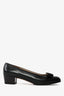 Salvatore Ferragamo Black Leather Vera Kitten Heels Size 6.5